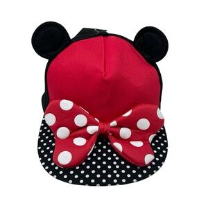 NWT Disneyland Paris Minnie Mouse Baseball Hat Adjustable Polka Dot Attached Bow